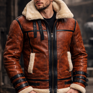 Handmade RAF B3 Shearling Aviator Bomber Jacket – Genuine Sheepskin Leather, WWII Flight Style