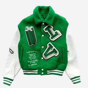 LV green varsity fleece jacket