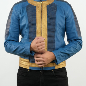 Vault 33 Lucy Inspired Blue New Vegas Cosplay Costume Inspired Leather Jacket | men Sizes