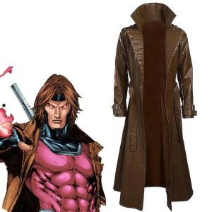 Handmade Brown Leather Trench Coat | Gambit X-Men Cosplay Costume