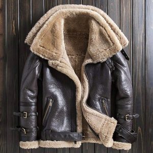 Handmade RAF B3 Shearling Aviator Bomber Jacket – Genuine Sheepskin Leather, WWII Flight Style