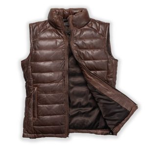 Brown Leather Biker Vest | Custom Vintage Motorcycle Style