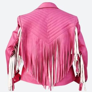 Pink Fringe Leather Jacket |Western Cowboy Cosplay | Jason Momoa Inspired
