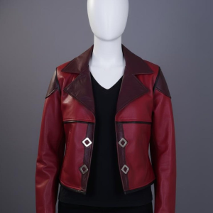 Handmade Vi Cosplay Jacket | Red Sheepskin Leather LOL Costume