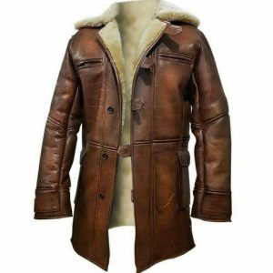 Bane Shearling Genuine Leather Trench Coat | Fur Lined Winter Outerwear