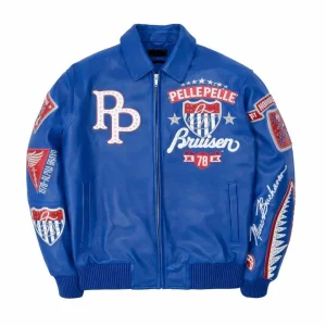Pelle Pelle Men's LEATHER Jacket BLUE ANNIVERSARY AMERICAN BRUISER All SIzes