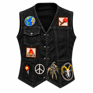Dungeon Crawler Carl Black Denim Vest With Embroidered Patches