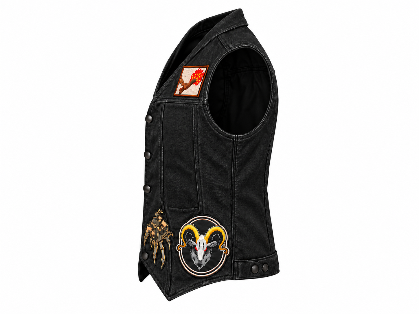 Dungeon Crawler Carl Black Denim Vest With Embroidered Patches - Image 4