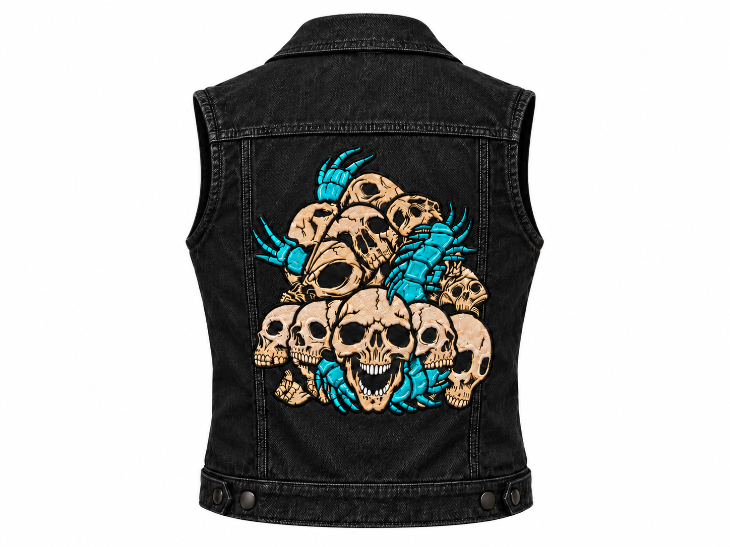 Dungeon Crawler Carl Black Denim Vest With Embroidered Patches - Image 2